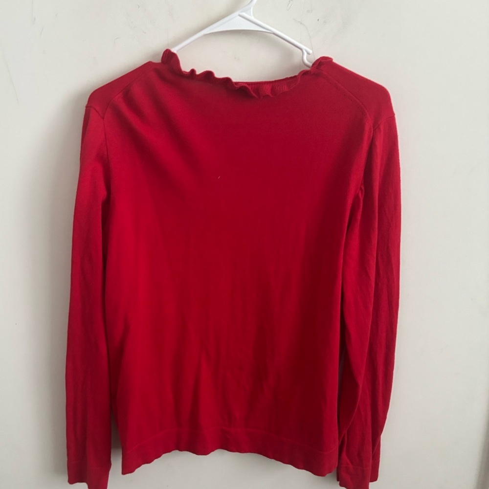 J. Crew Red Ruffle Neck Sweater - Picture 4 of 7